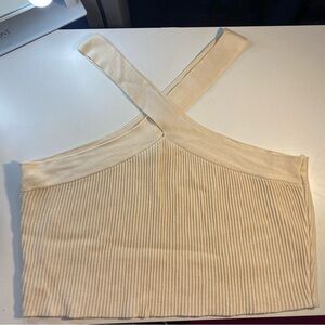 Ribbed halter cross neck crop top
